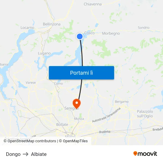 Dongo to Albiate map