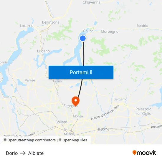Dorio to Albiate map