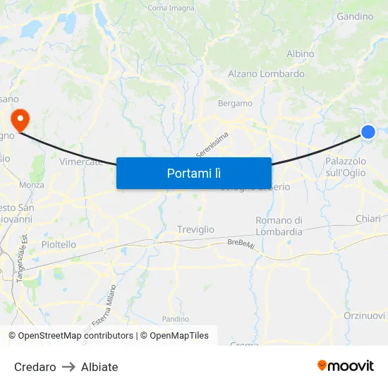 Credaro to Albiate map