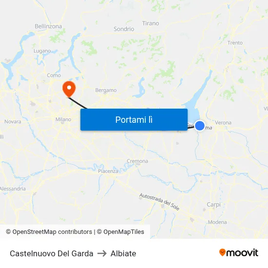 Castelnuovo Del Garda to Albiate map