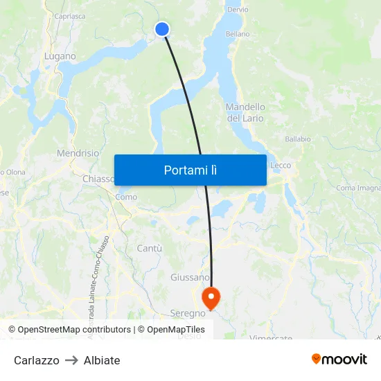 Carlazzo to Albiate map