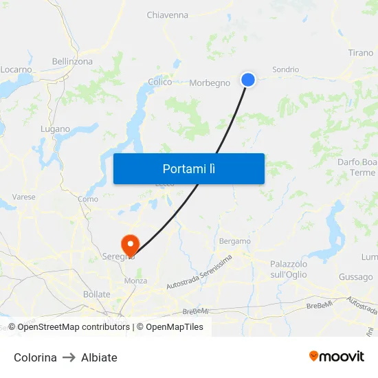 Colorina to Albiate map
