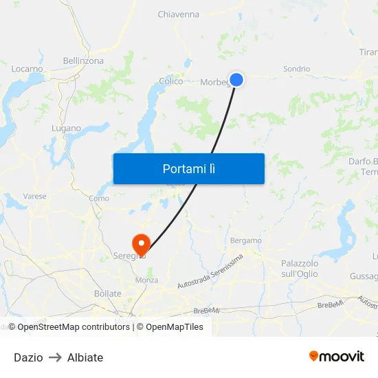 Dazio to Albiate map