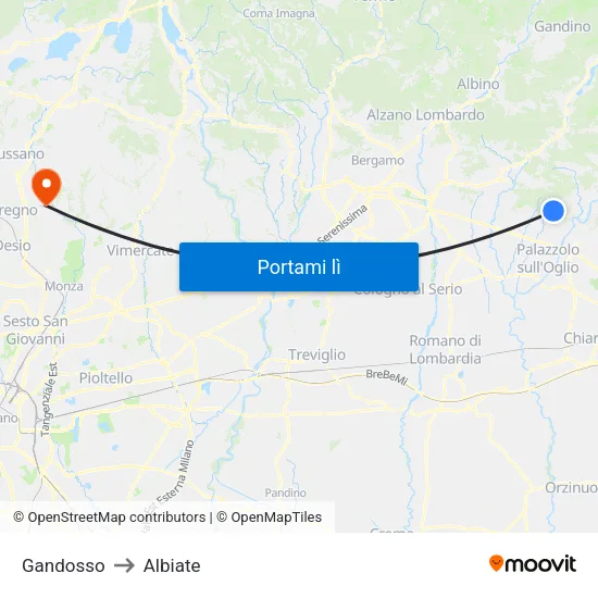 Gandosso to Albiate map