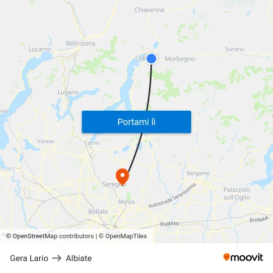 Gera Lario to Albiate map