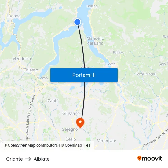 Griante to Albiate map