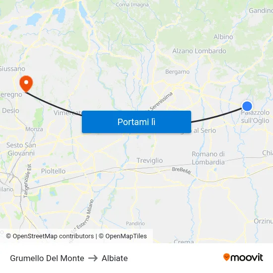Grumello Del Monte to Albiate map