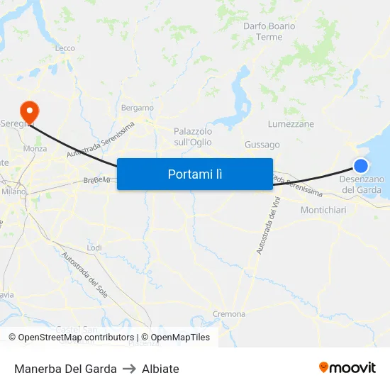 Manerba Del Garda to Albiate map