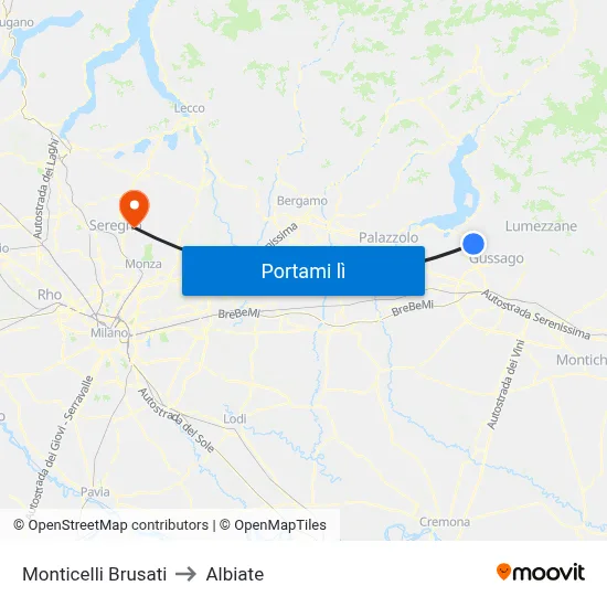 Monticelli Brusati to Albiate map