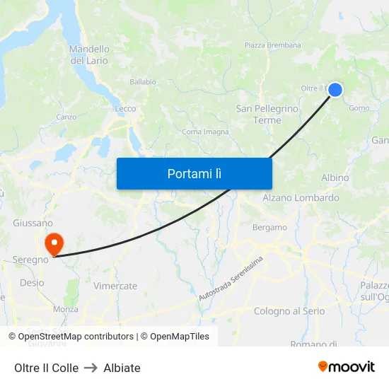Oltre Il Colle to Albiate map