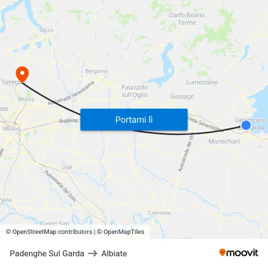 Padenghe Sul Garda to Albiate map