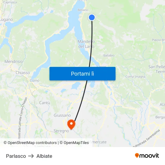 Parlasco to Albiate map