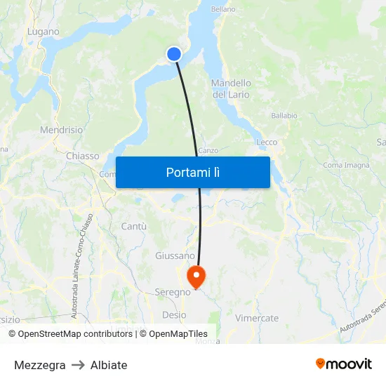 Mezzegra to Albiate map