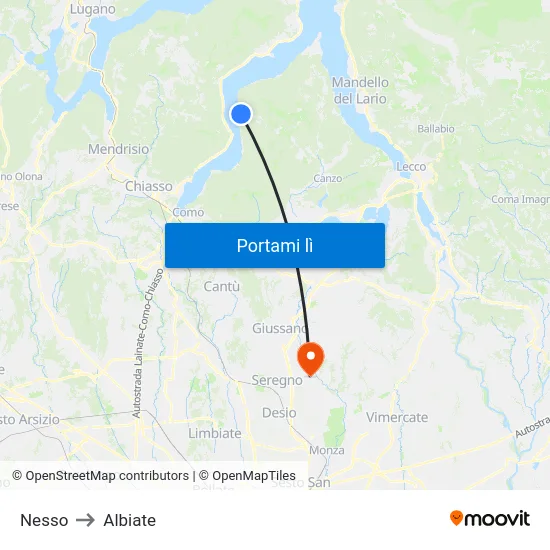 Nesso to Albiate map