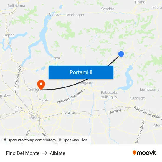 Fino Del Monte to Albiate map