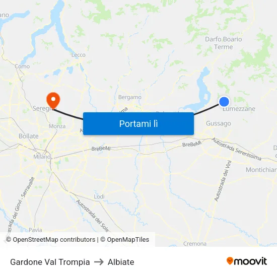 Gardone Val Trompia to Albiate map