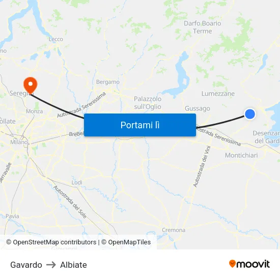 Gavardo to Albiate map