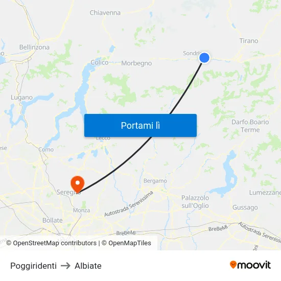 Poggiridenti to Albiate map