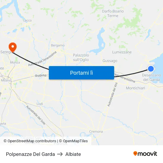 Polpenazze Del Garda to Albiate map