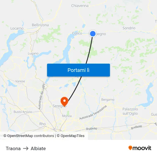 Traona to Albiate map