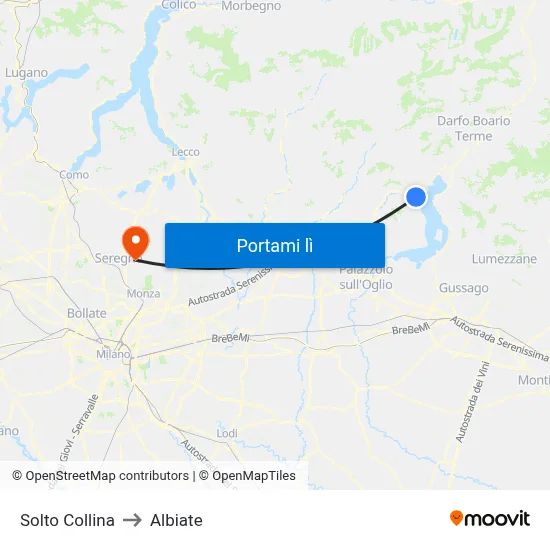 Solto Collina to Albiate map