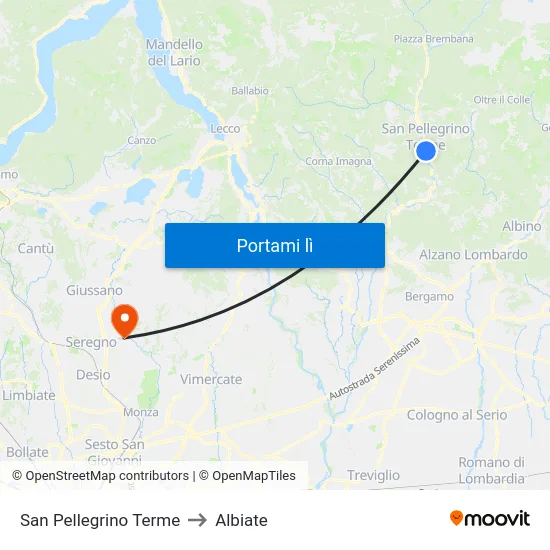 San Pellegrino Terme to Albiate map