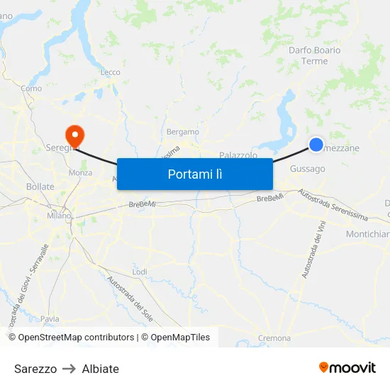 Sarezzo to Albiate map