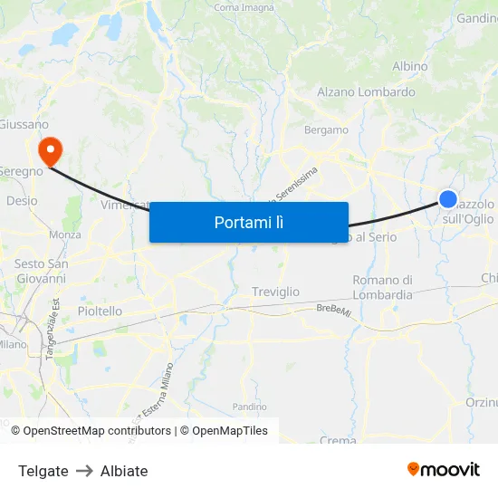 Telgate to Albiate map