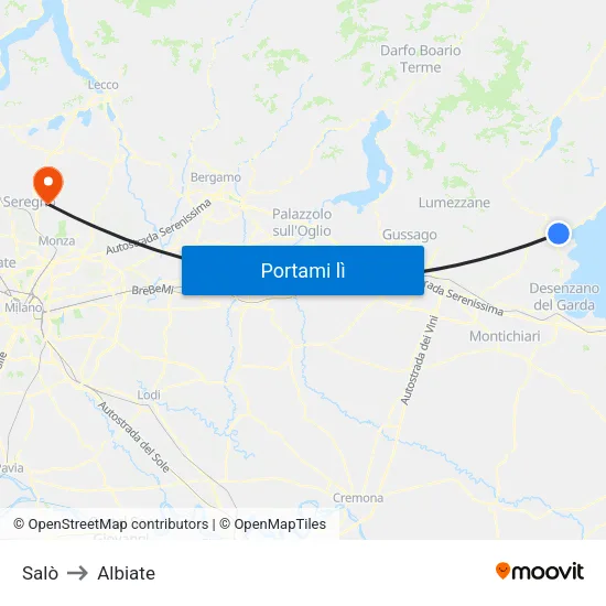 Salò to Albiate map