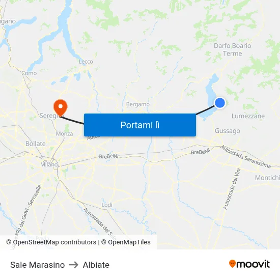 Sale Marasino to Albiate map