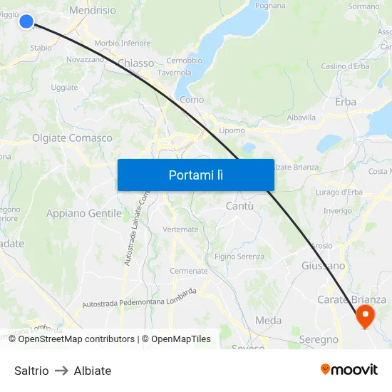 Saltrio to Albiate map