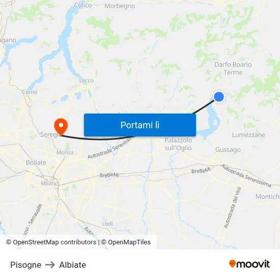 Pisogne to Albiate map
