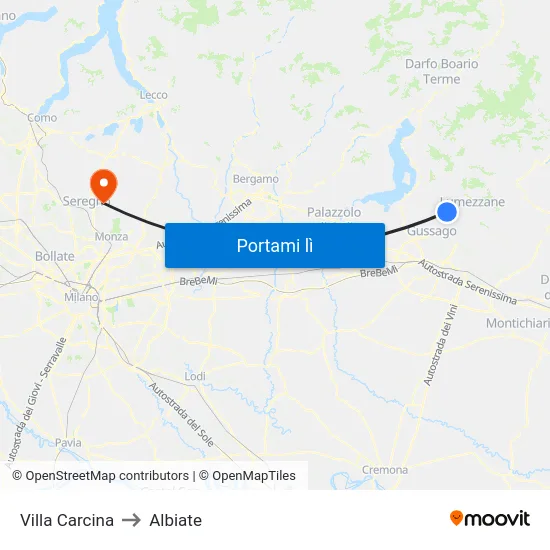 Villa Carcina to Albiate map
