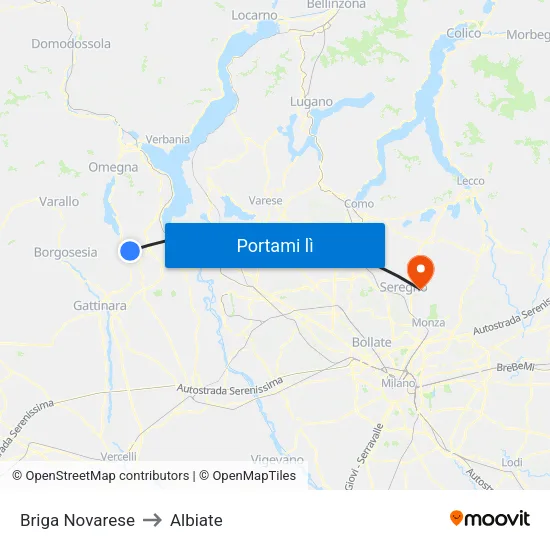 Briga Novarese to Albiate map