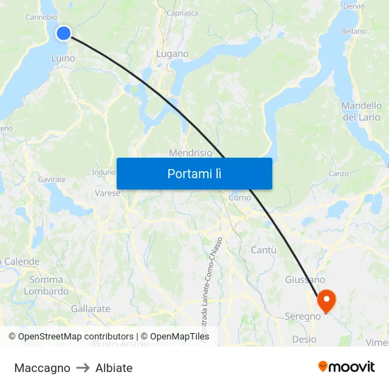 Maccagno to Albiate map