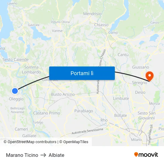 Marano Ticino to Albiate map