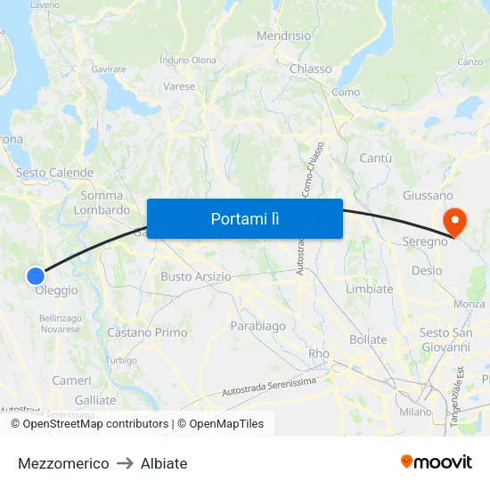 Mezzomerico to Albiate map