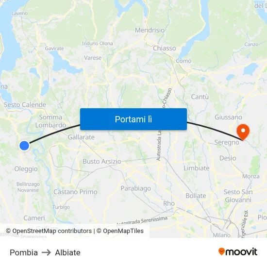 Pombia to Albiate map