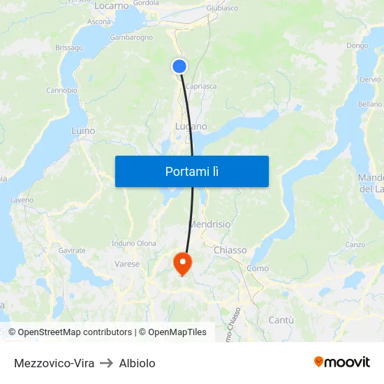 Mezzovico-Vira to Albiolo map