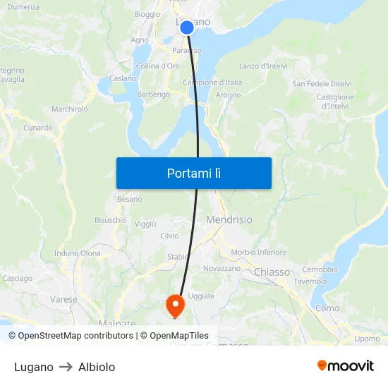 Lugano to Albiolo map