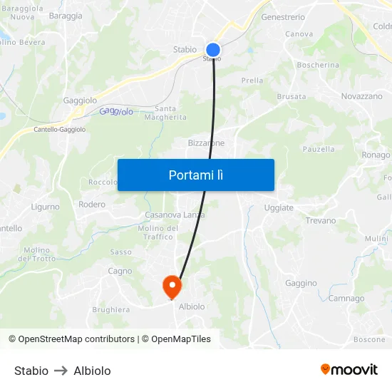 Stabio to Albiolo map