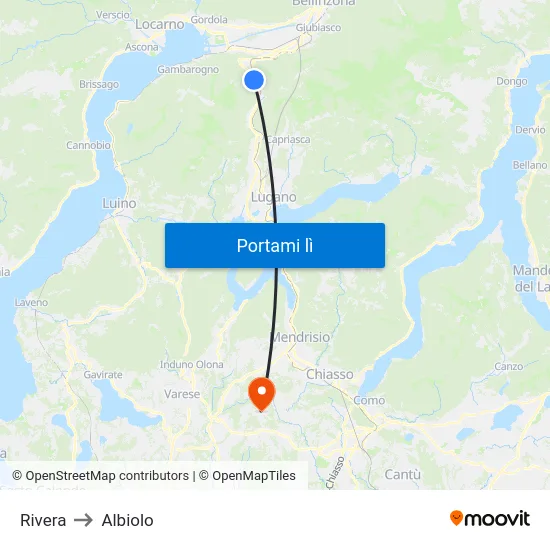 Rivera to Albiolo map