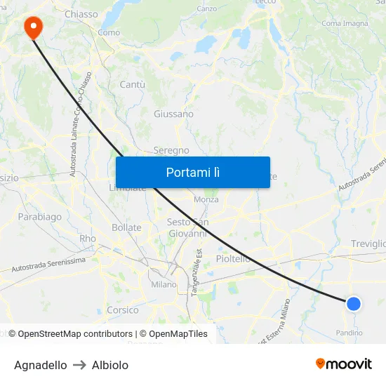 Agnadello to Albiolo map