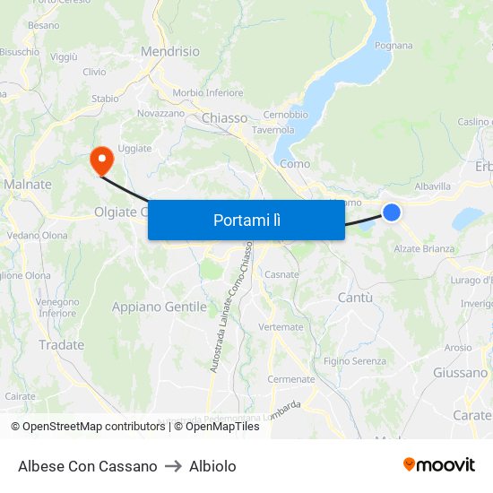 Albese Con Cassano to Albiolo map