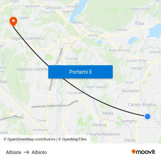 Albiate to Albiolo map