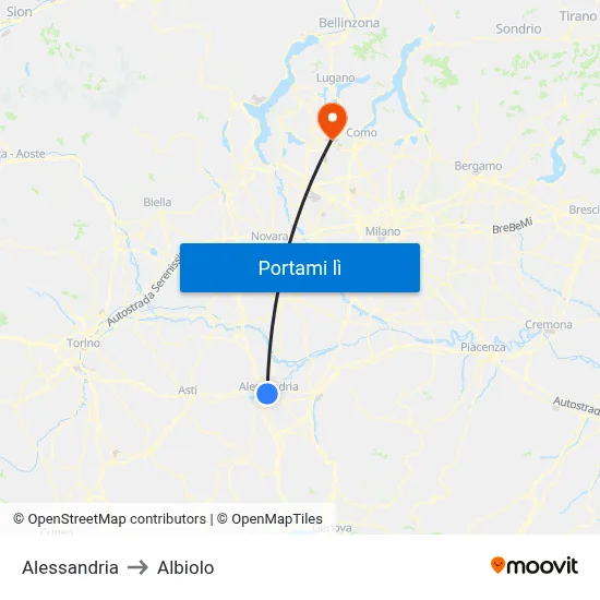 Alessandria to Albiolo map
