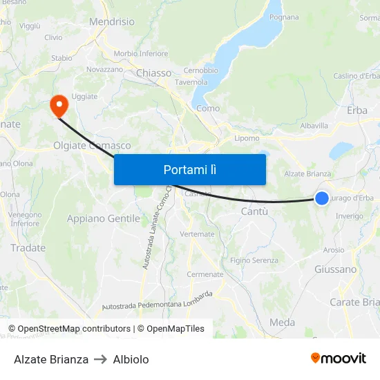 Alzate Brianza to Albiolo map
