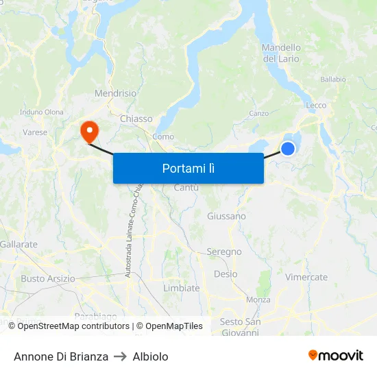 Annone Di Brianza to Albiolo map