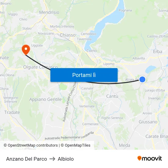 Anzano Del Parco to Albiolo map