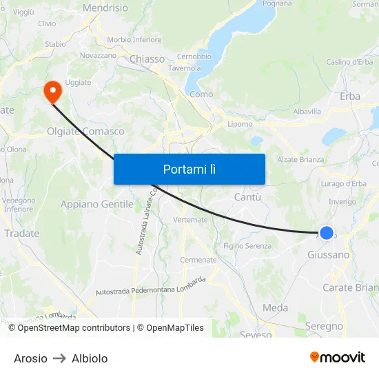 Arosio to Albiolo map